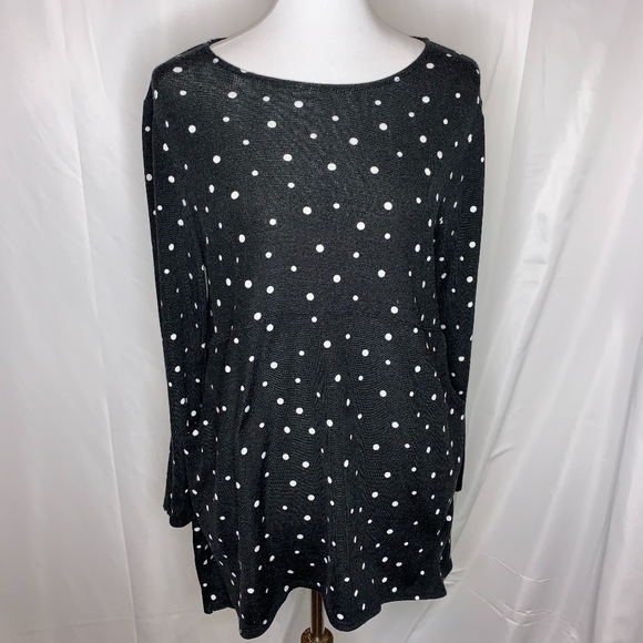 Chico's Tops - Chico's Black & White Polka Dot Sweater Tunic